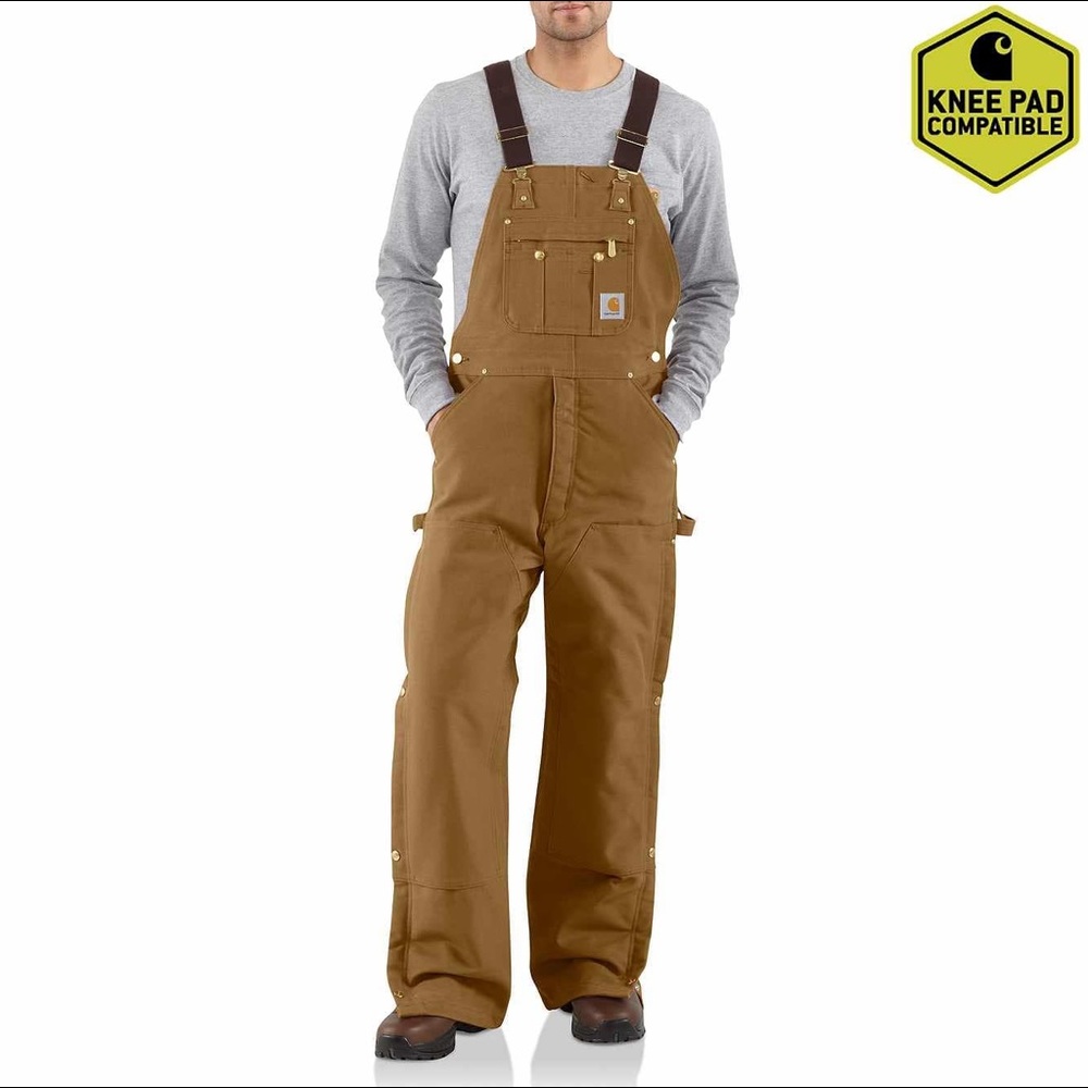 CARHARTT 34x30 DUCK ZIP-TO-THIGH BIB OVERALL